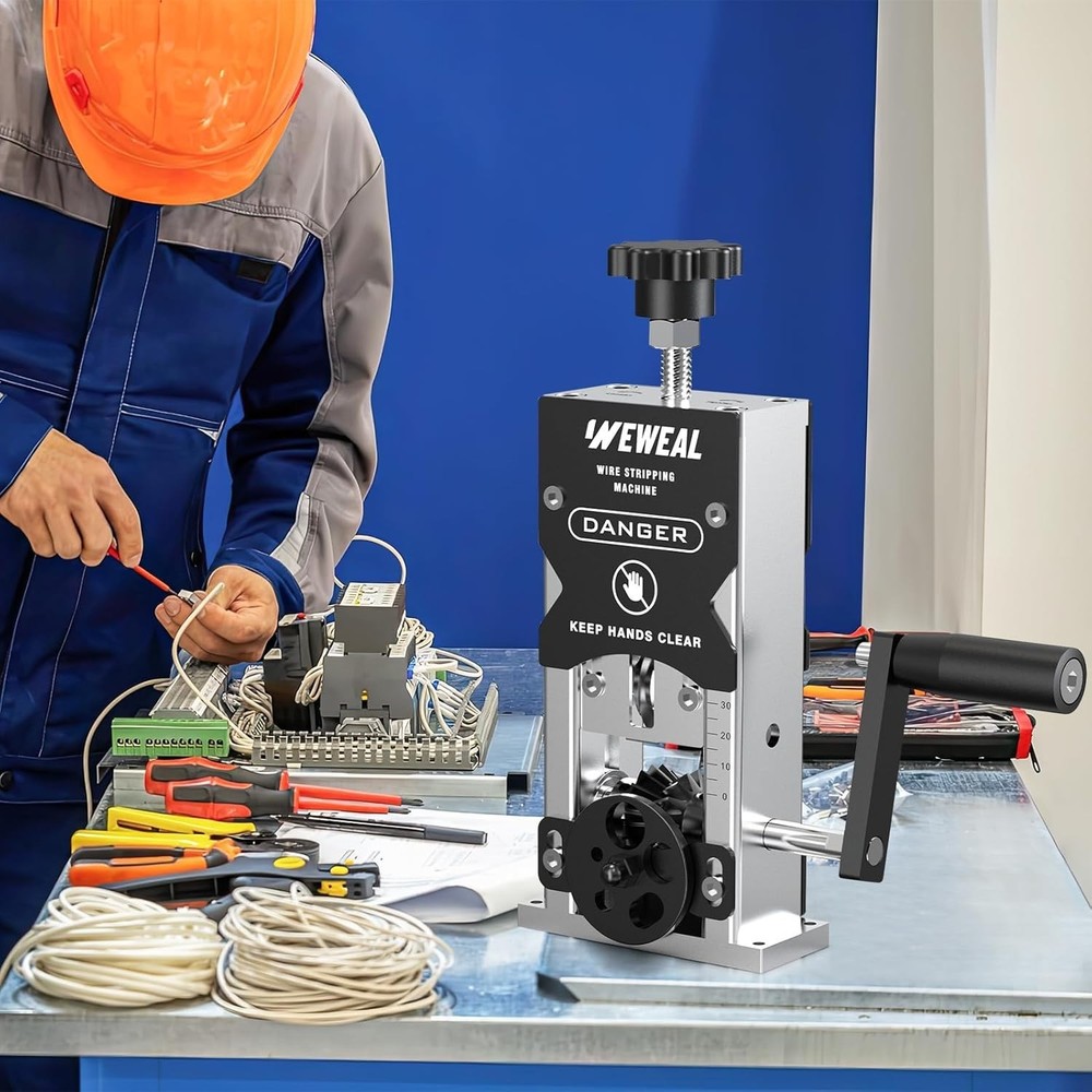 Wire Stripper 0.06"-1.18" Cable Stripping Machine with Hand Crank or Drill Strip