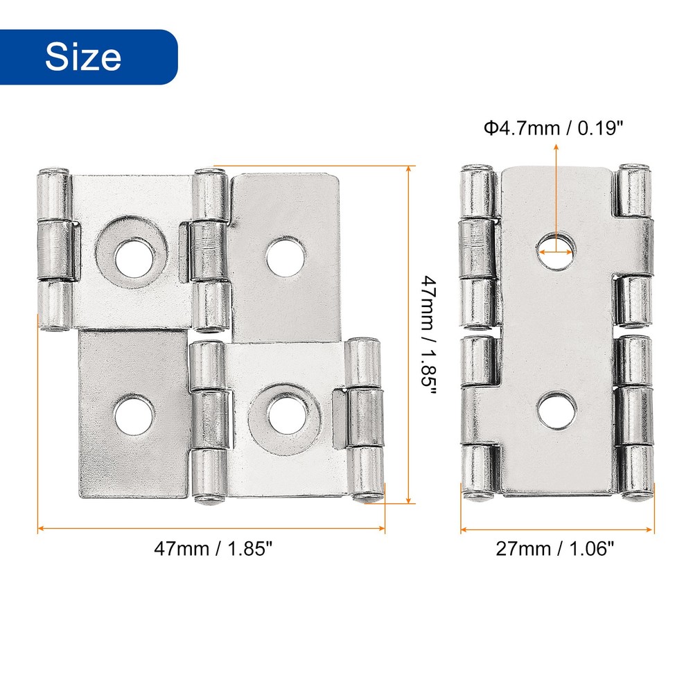Double Acting Hinges Folding Screen, 4Pcs 1.85" Double Swing Hinges, Silver