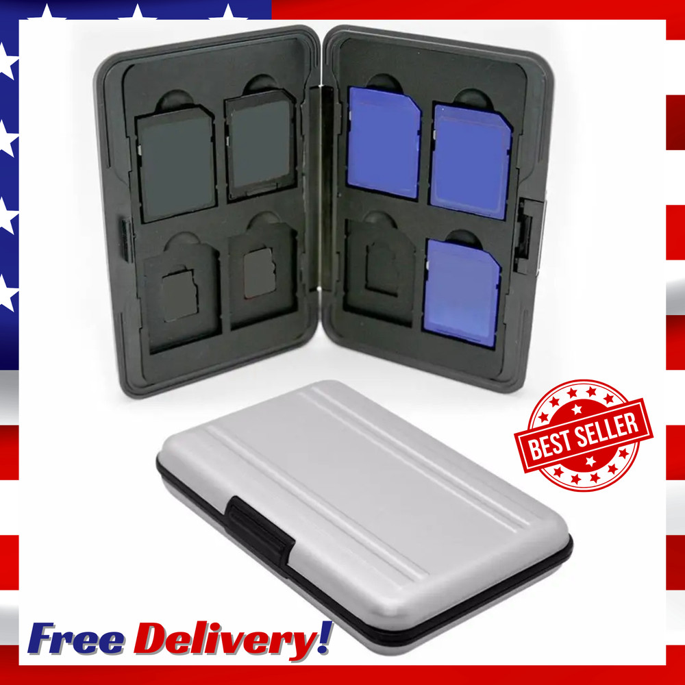 Water Resistant Holder Storage Memory Card Case Fits 8 SD+8 Micro SD TF A832