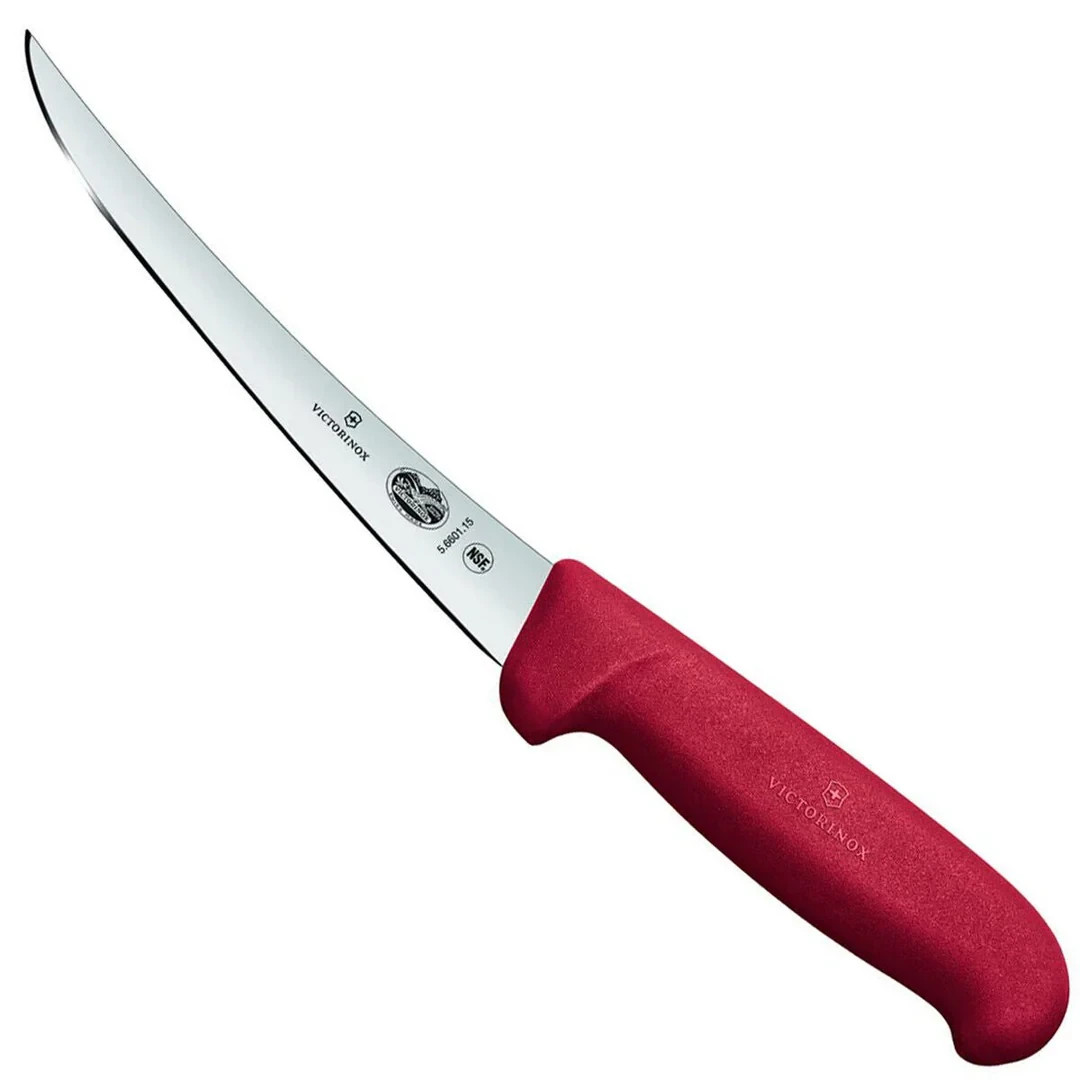Victorinox Fibrox Boning Knife with Semi-Stiff Curved Blade Red 6" 5.6601.15