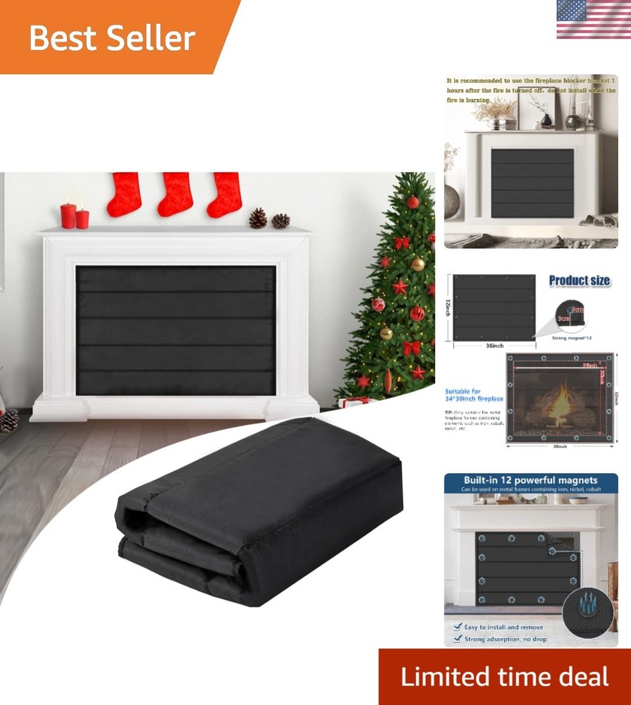 Flame Retardant Magnetic Fireplace Blanket - 36x32