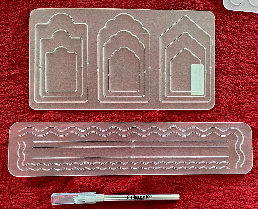 Provo Craft Coluzzle Cutting System Nested Templates + Knife; 9 Pieces