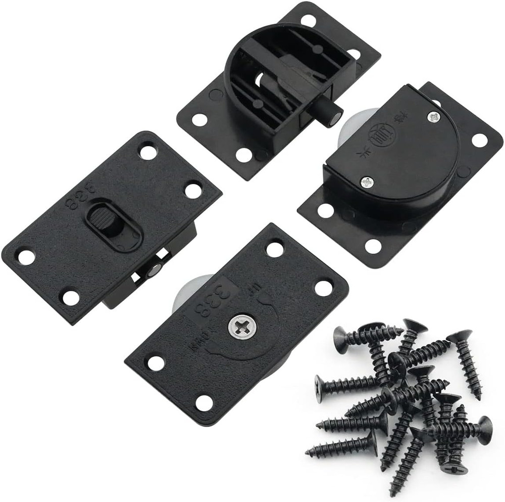 2Sets Black Sliding Cabinet Hardware Component Home Wardrobe Door...
