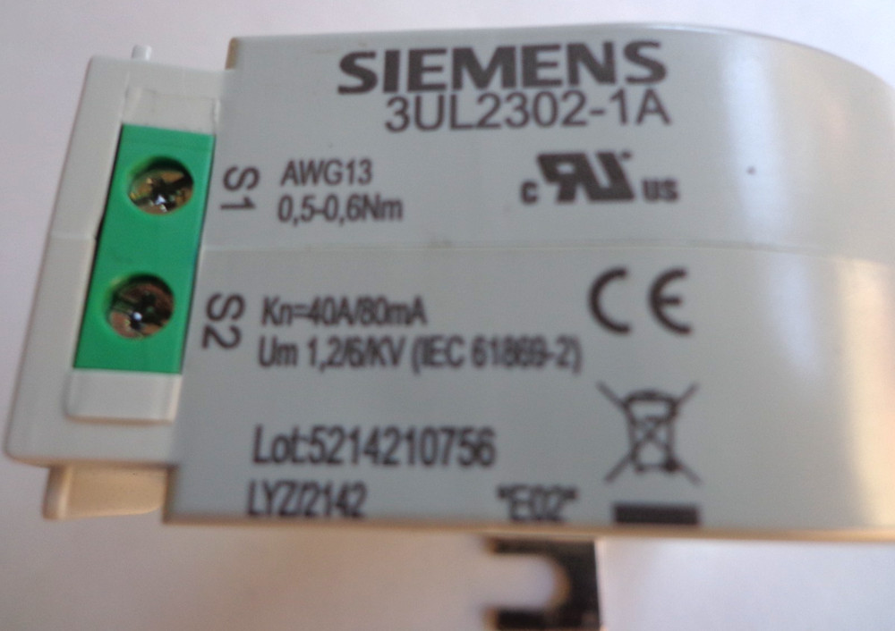 Siemens 3UL2302-1A Current Transformer, Unused!!