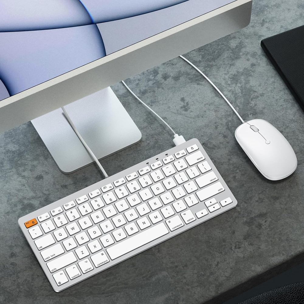 OMOTON Wired Keyboard and Mouse Compatible with Mac, Keyboard with Dual Interfac
