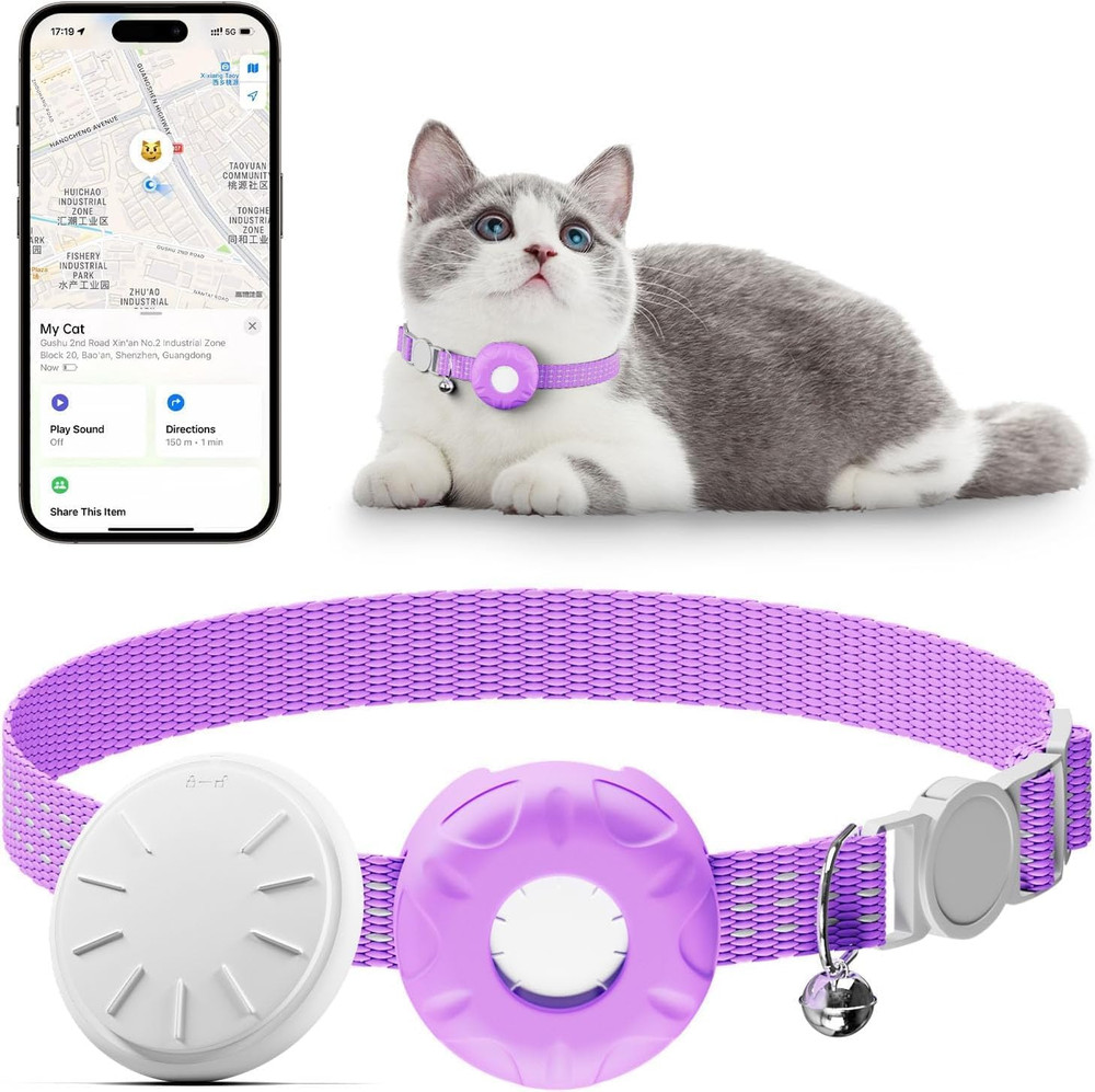 Cat Tracker,Mini GPS Tracker for Cats,No Monthly Fee Smart Pet Activity Tracker,