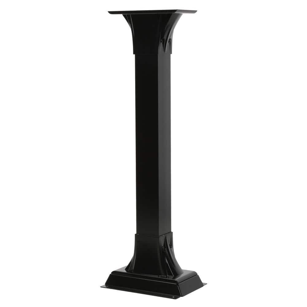 Mailbox Post Black Adjustable Height Aluminum Top Mount Installation Hardware