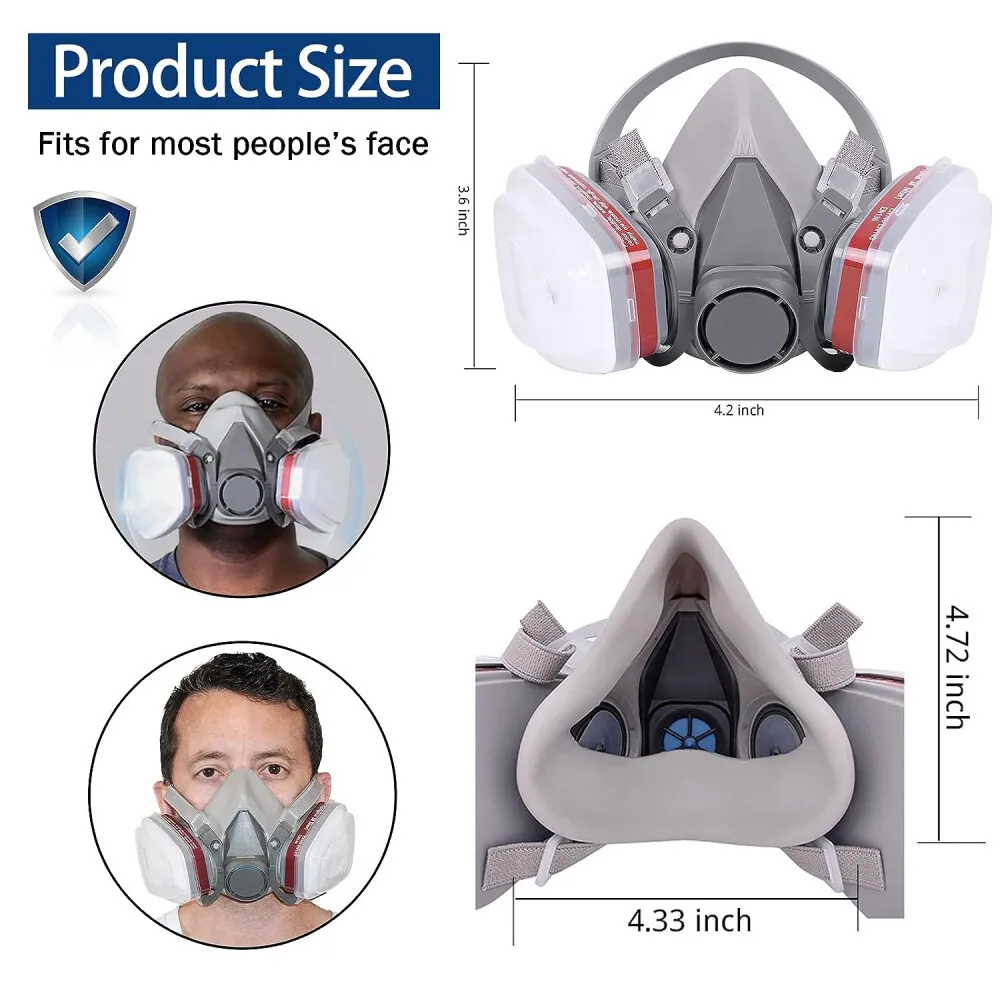 PRO 6200 Half Face Gas Mask Cover Painting Spraying Respirator Work Facepiece