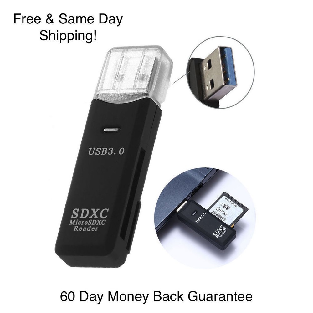 2 in 1 USB 3.0 Micro SD SDXC TF T-Flash Memory Card Reader Adapter High Speed US