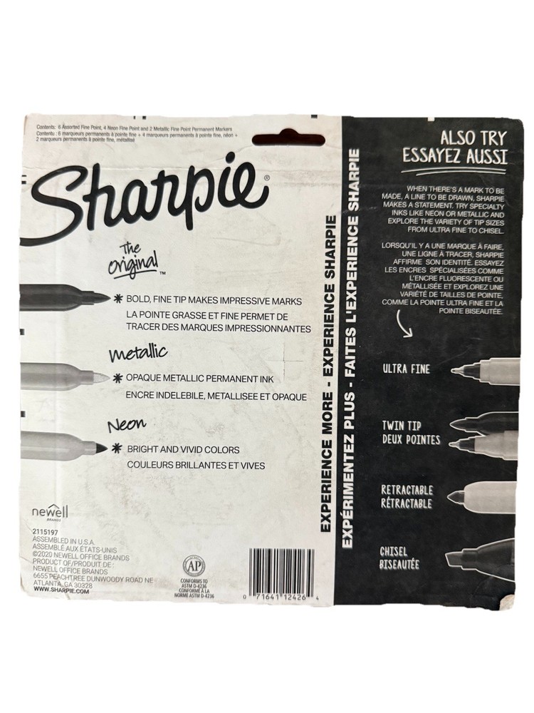 Sharpie Permanent Markers, Fine Point, Assorted Bold Colors, 12 Count