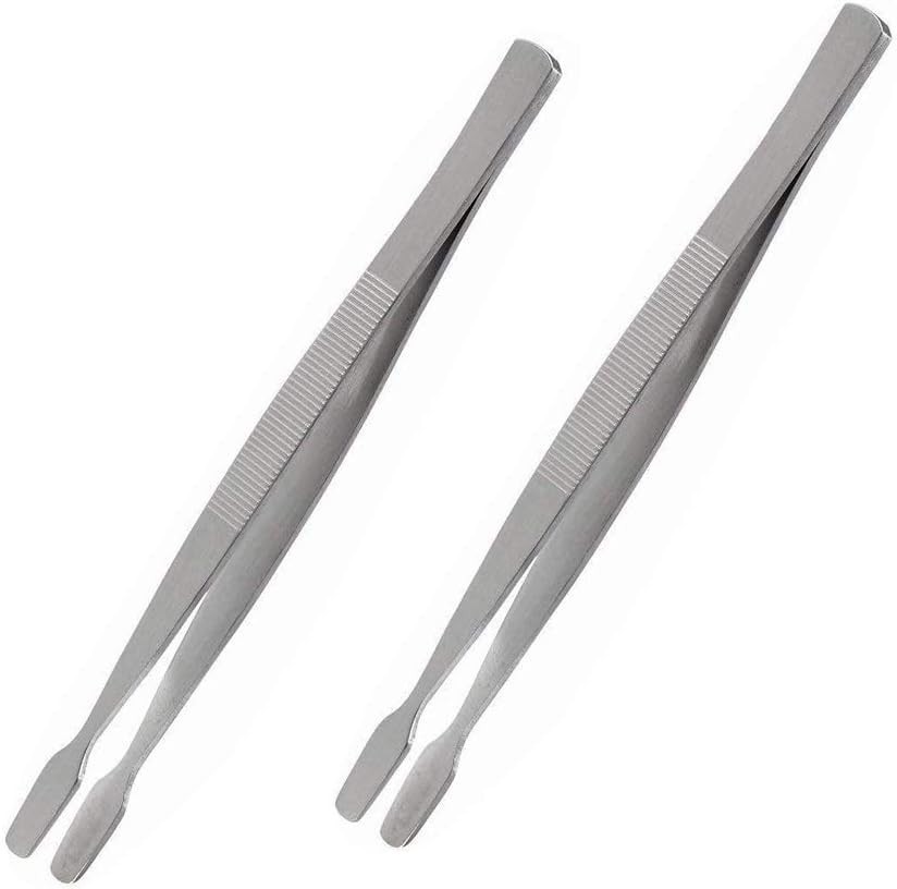 BinaryABC Stamp Tweezers Philately Collector Tools 2pcs (Silver)