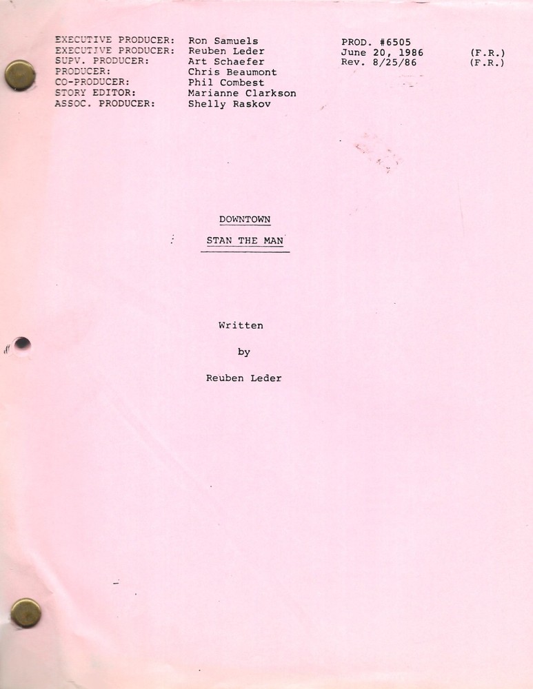 DOWNTOWN original TV script "Stan the Man" Michael Nouri, Robert Englund