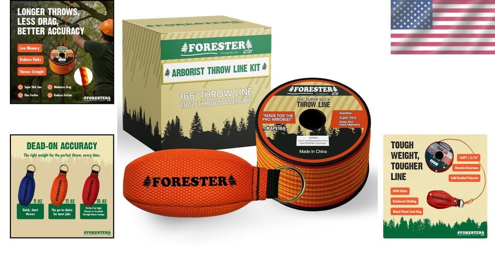 Arborist Throw Line Bundle | 166ft Polyester Rope & Weight