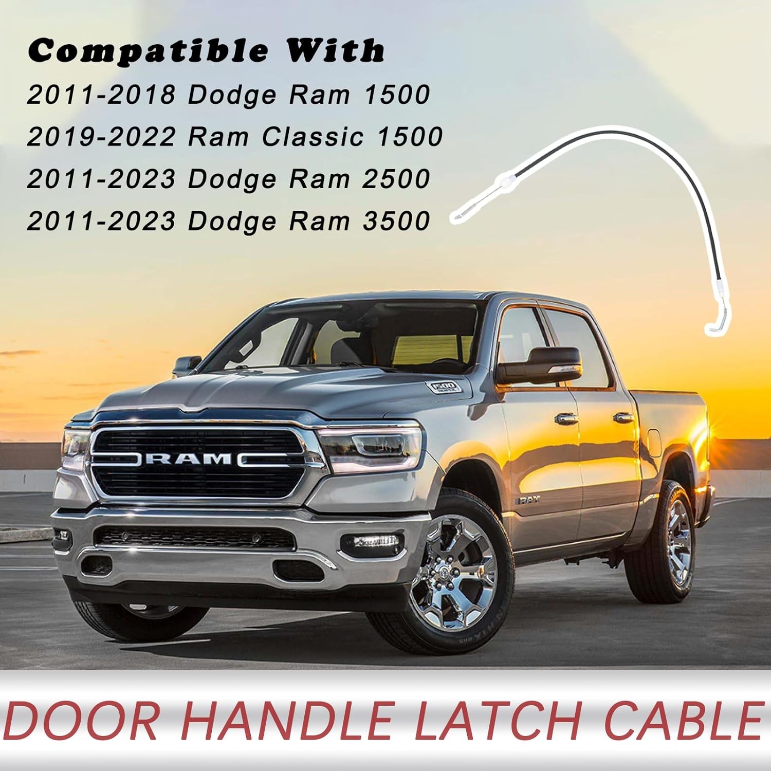 912-610 Door Handle Latch Cable Compatible with 2011-2023 Ram 1500 2500 3500