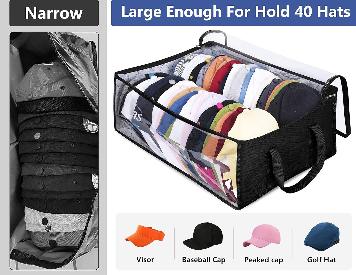 Hat Storage Dust Bag Baseball Hat Cap Organizer Clear Rack Zipper Cap Holder US