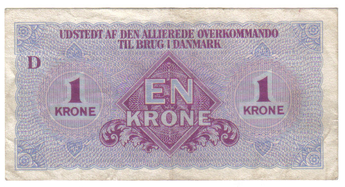 DENMARK 1 KRONE 1945 PICK M 2 LOOK SCANS