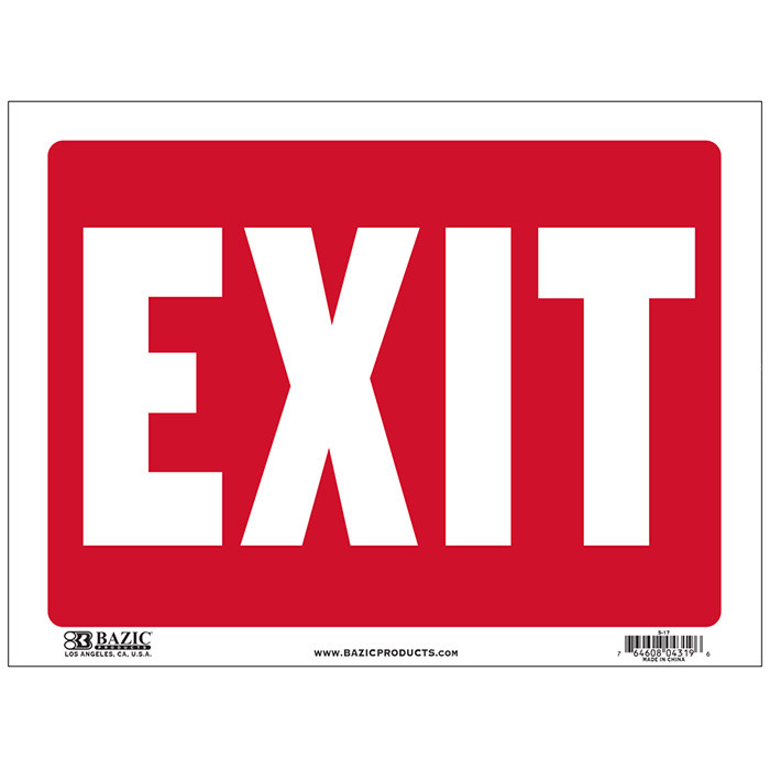2 Pack - EXIT Sign 9"x12" Durable Plastic, Weatherproof, Bright and Visible