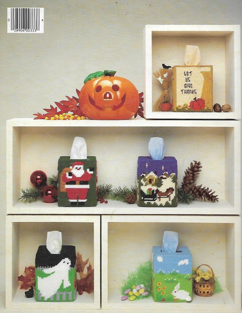 Holiday Tissue Covers in plastic canvas pattern booklet