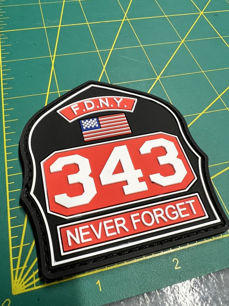 FDNY 343 Firefighter Helmet Patch Hook Loop Backing