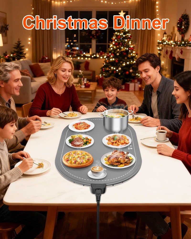seenlast Warming Mat for Food with Adjustable Temperature Timer,10S Fast Heating