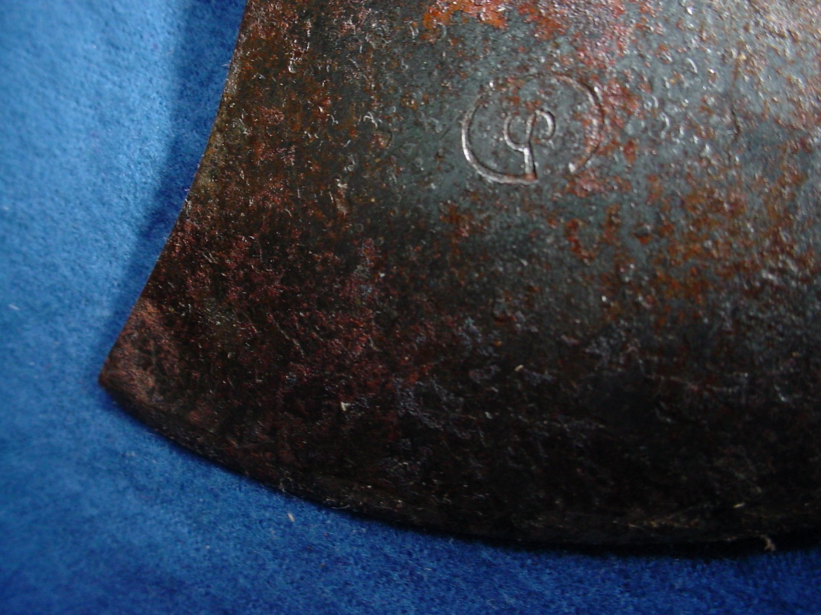 OLD TOMAHAWK THROWING AXE MAKERS MARK CP FIRE BRANDED HANDLE