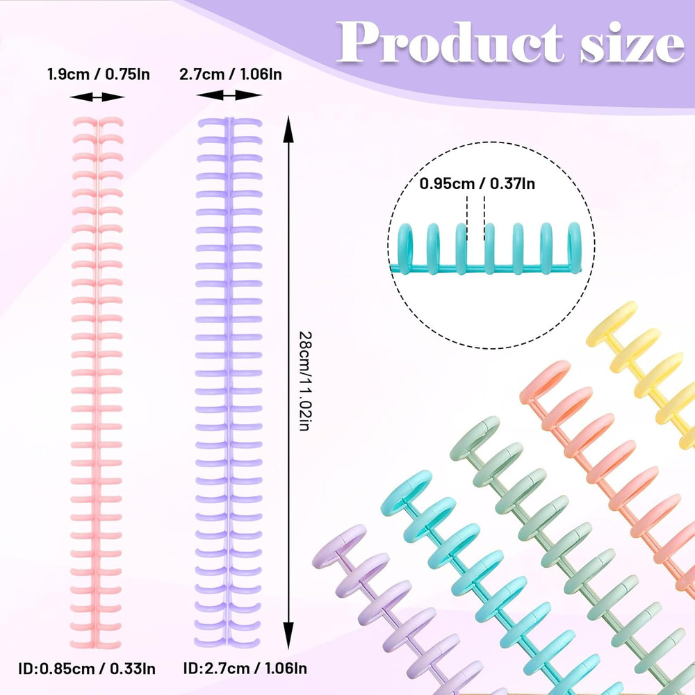 16 PCS Comb Binding Spines, Plastic Spiral Binding Coils, 30 Rings Click Binding