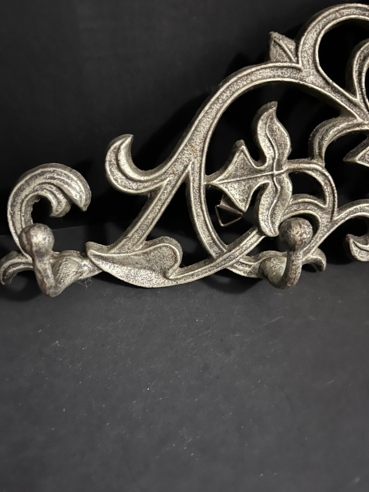 Victorian style cast iron silver coat hanger