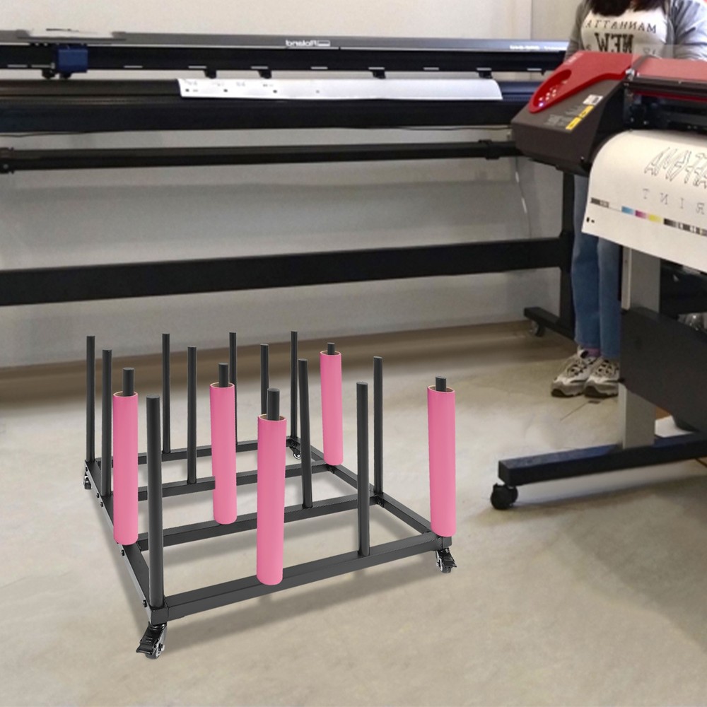 Mobile File Roll Organizer with 16 Rods for Efficient Storage