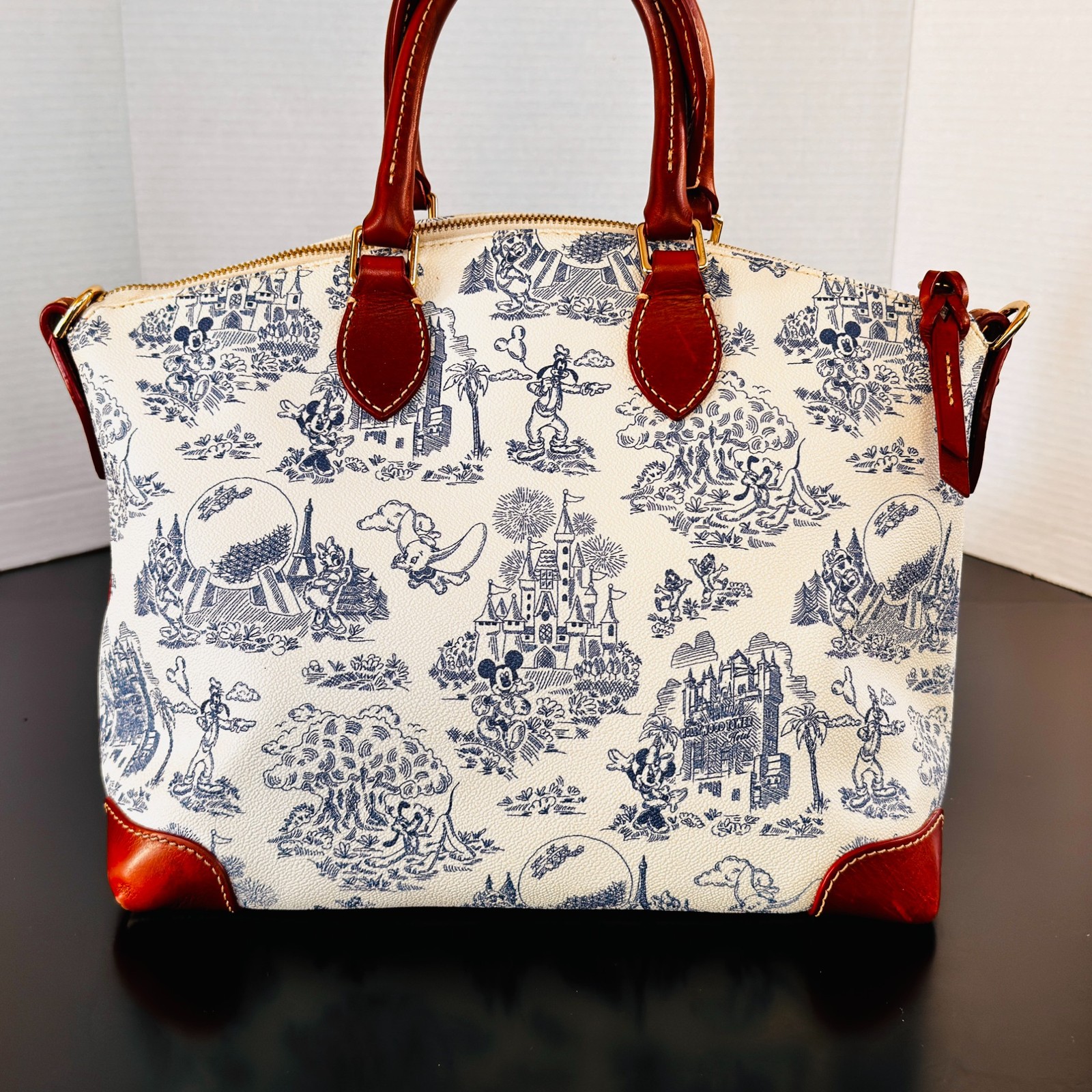Disney World X Dooney & Bourke Blue White Toile Satchel **XBODY STRAP MISSING**
