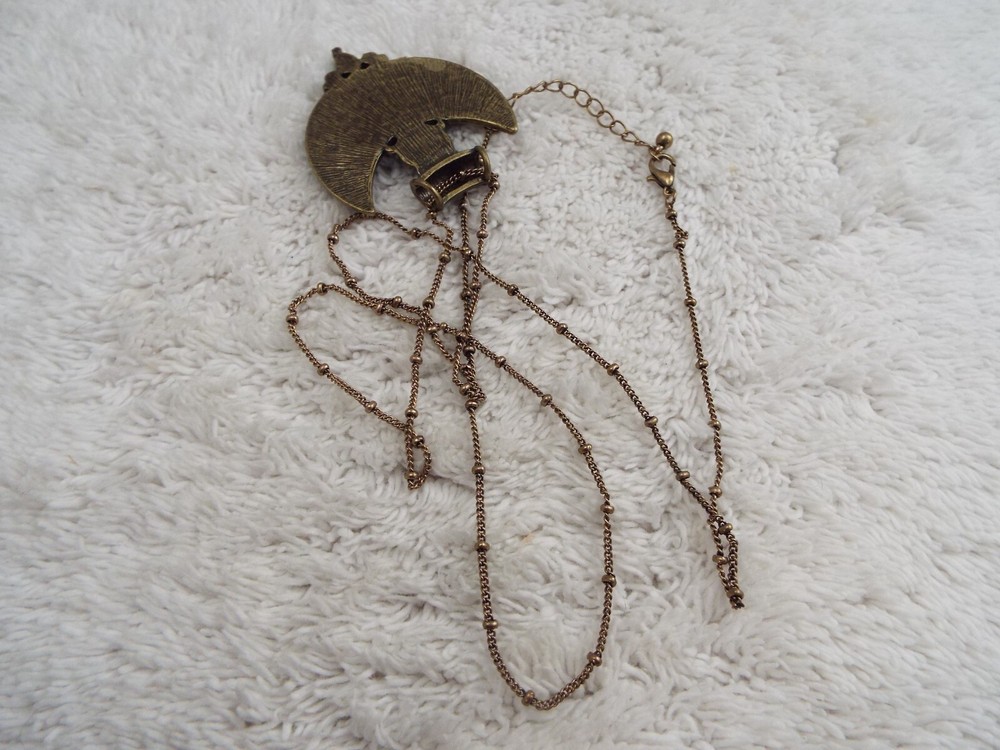 Brasstone Blue Bead Pendant Necklace (J9)