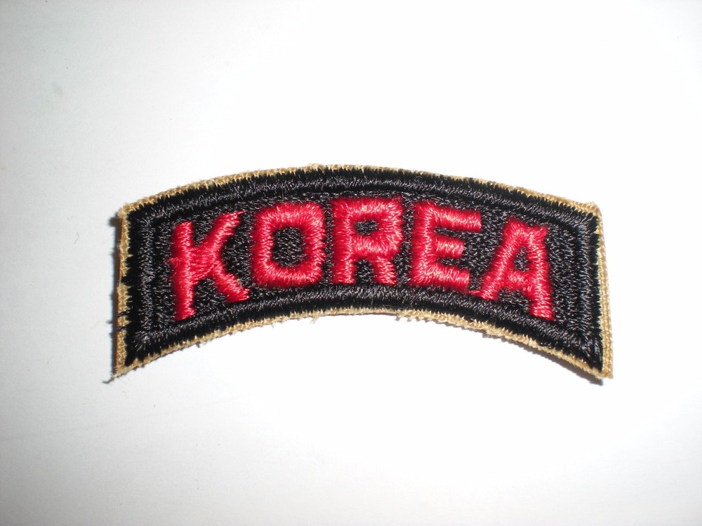 US ARMY KOREA TAB PATCH - ORIGINAL - RED ON BLACK