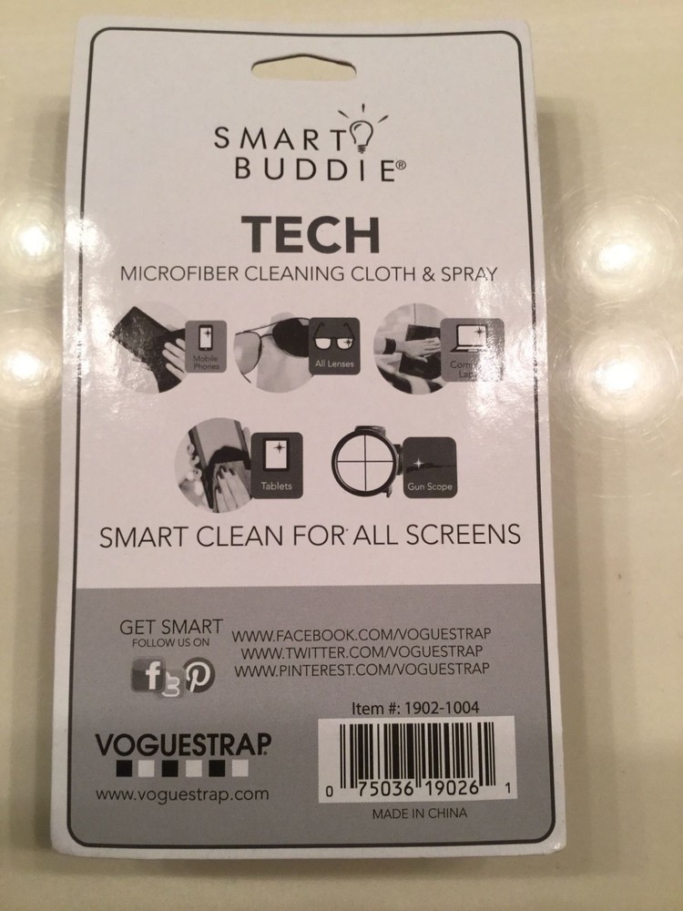 Smart Buddie Tech Microfiber Cleaning Cloth and Spray