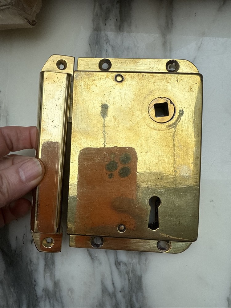 Antique Brass Rim Lock And Keep