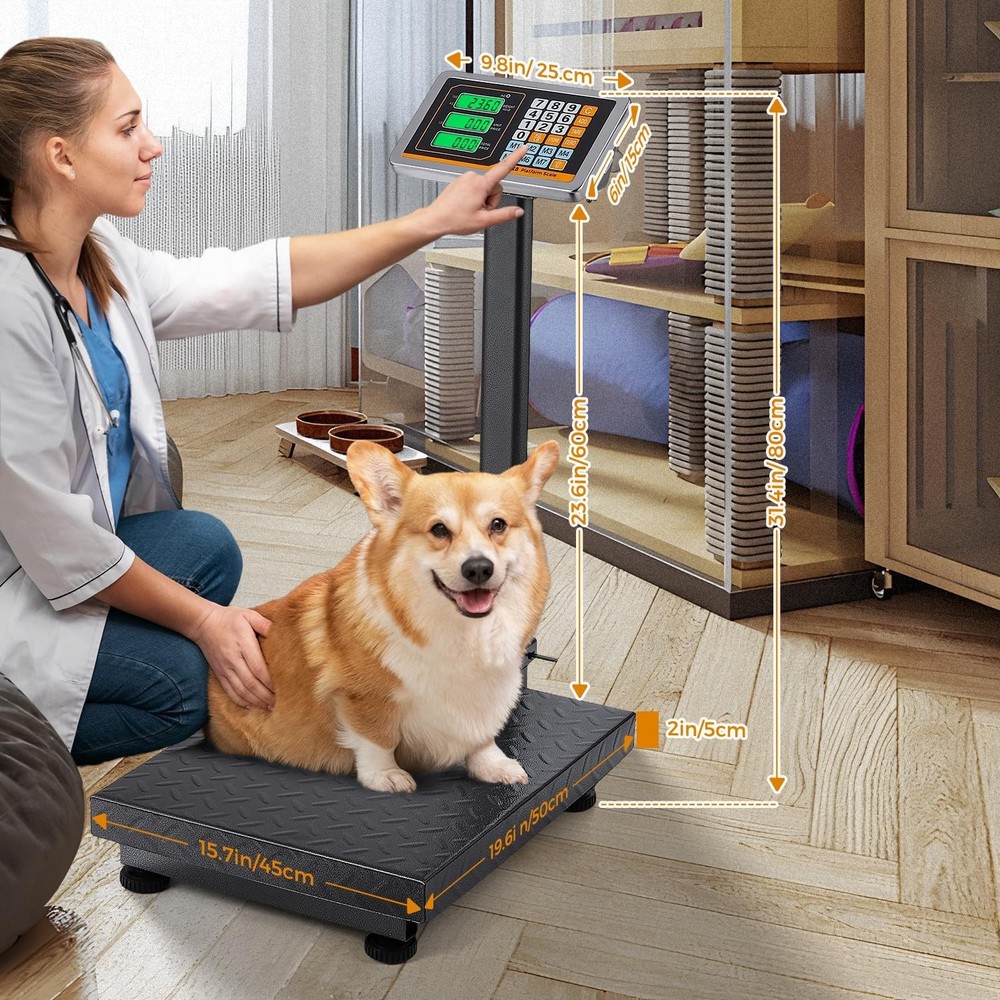 Digital Platform Scale 660LBs Heavy Duty Floor Scale KG/LB Switchable Postal ...