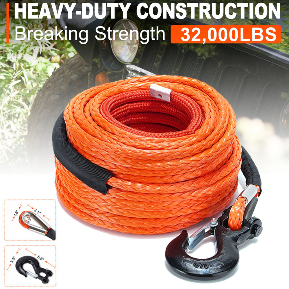 1/2"x100ft 32000lbs Synthetic Winch Rope Winch Line Cable Recovery 4WD ATV SUV