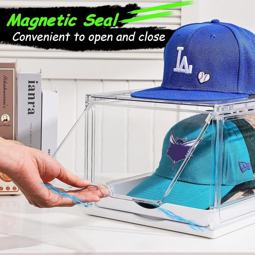 Modern Stackable Hat Organizer - 2 Clear Boxes for Easy & Dust-Free Access