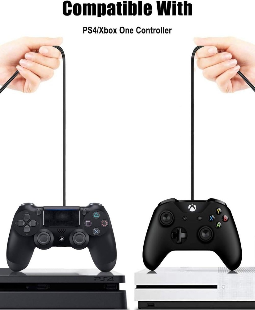 2 Pack 10FT PS4 DualShock 4 Controller Charger Charging Cable with Magnetic Ring