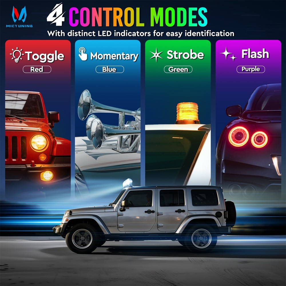 8 Gang Wireless LED Switch Panel Toggle Flash Remote Control for Boat & Vehicles