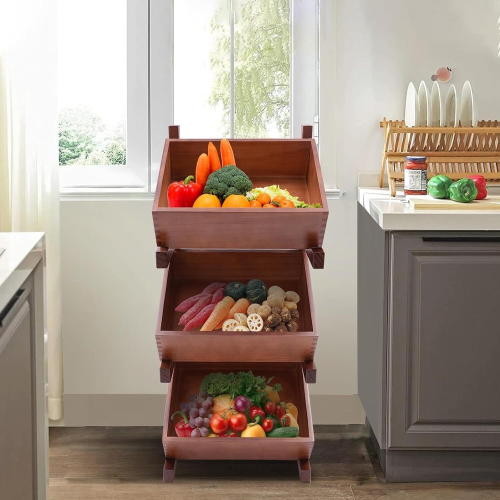 Fruit and Vegetable Storage Rack, 5-Tier Pull-Out Snack Stand Fruit Basket Stand