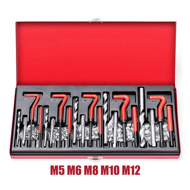131 Piece Metric Thread Repair Tool Kit Taps Threaded Inserts Installation Tool