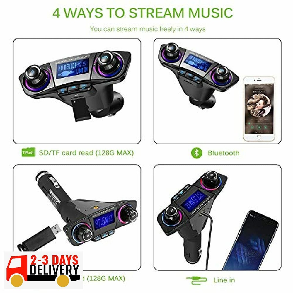 Cargador De Carro Para Celulares Con Blutu Bluetooth Musica Radio FM Llamadas