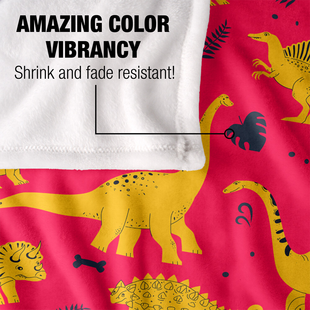 Hand Drawn Dino Pattern Silky Touch Super Soft Throw Blanket