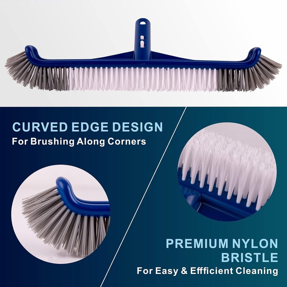 17.5'' Rectangular Pool Brush - Ultimate Debris Cleaner for Pool Walls & Tiles