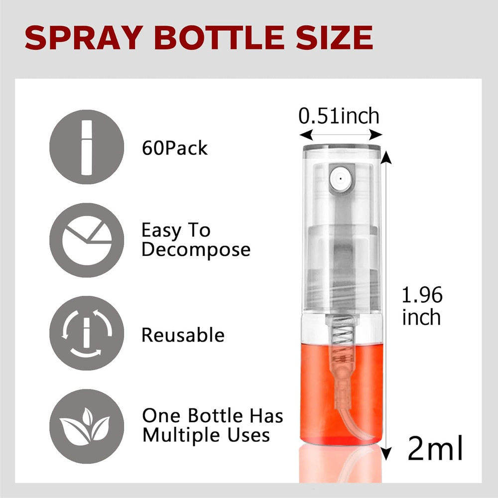Mini Spray Bottle 2Ml, Refillable Glass Spray Bottle, Glass Bottle Atomizer, Per