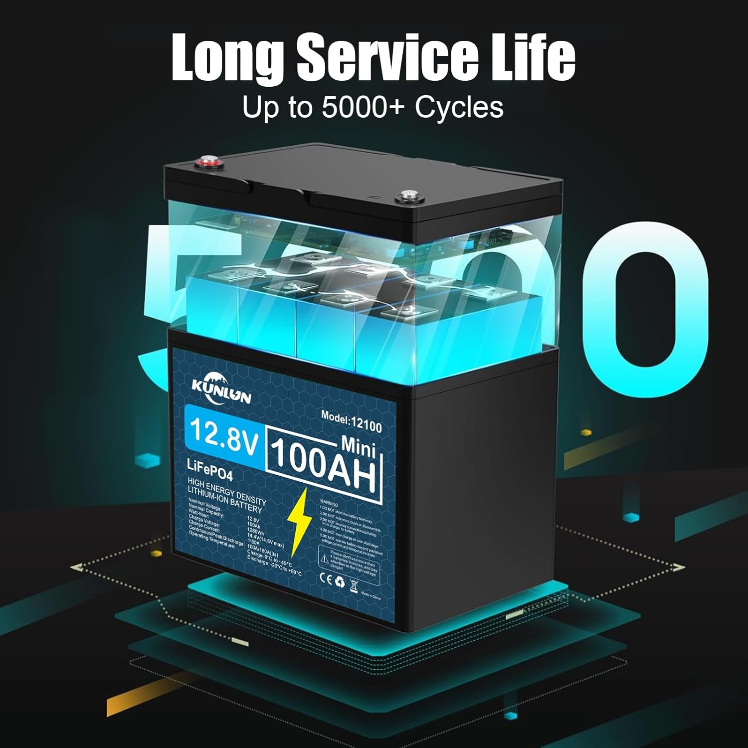 12V 100AH LiFePO4 Lithium Battery Deep Cycle BMS for Solar Panel RV Off-grid US