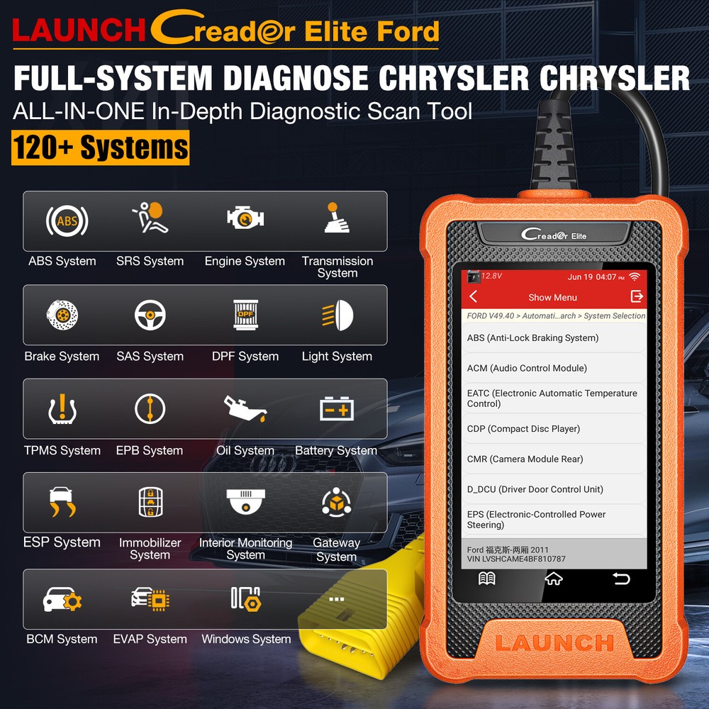 LAUNCH Creader Elite For Ford OBD2 Scanner Car Diagnostic Tool ECU Coding IMMO