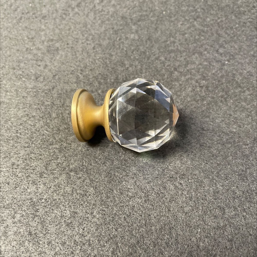 1-1/8" Crystal and Satin Brass Knob