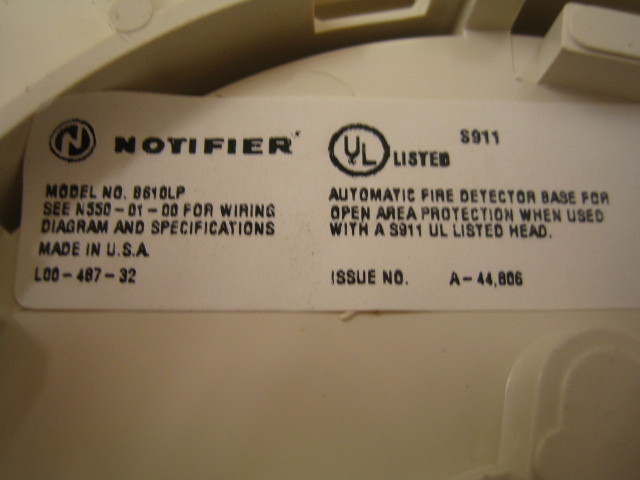 Notifier B610LP AUTOMATIC FIRE HEAT DETECTOR BASE