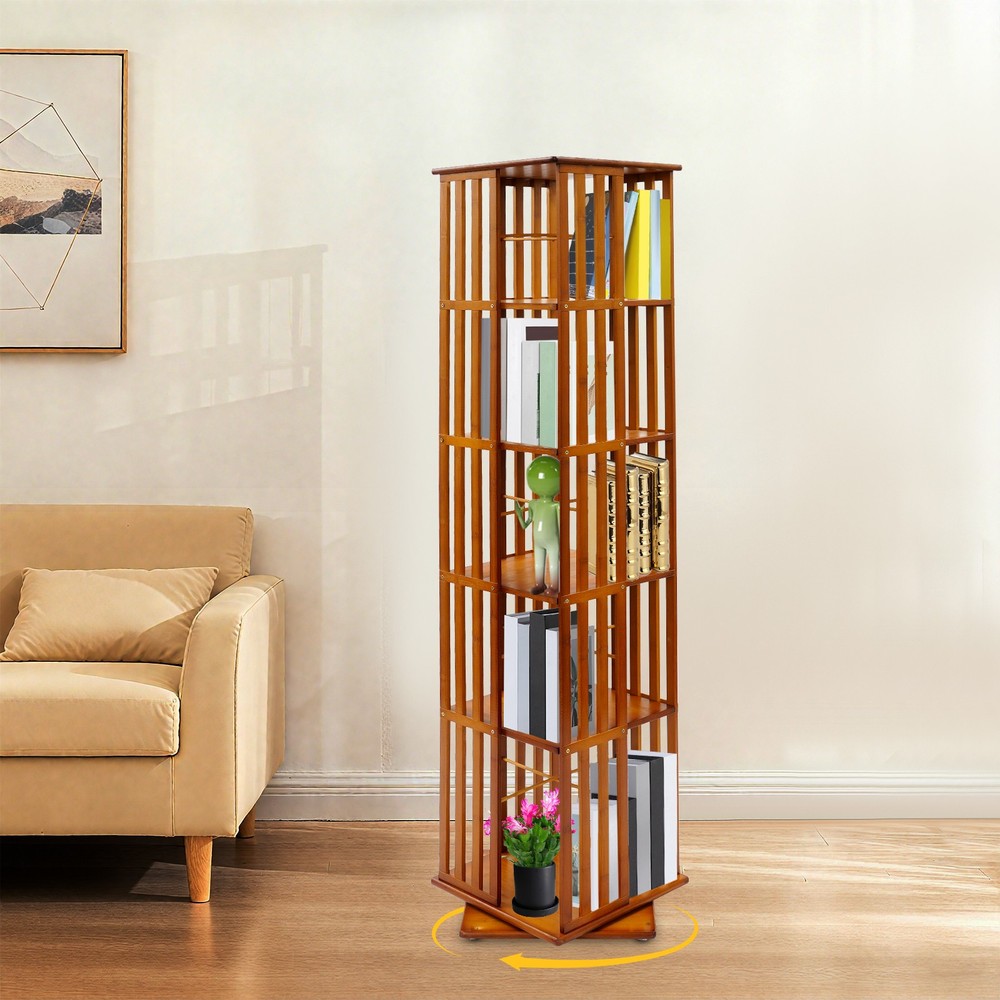 5-Tier Rotating Bookshelf – Stylish Floor Standing Book Storage Solution