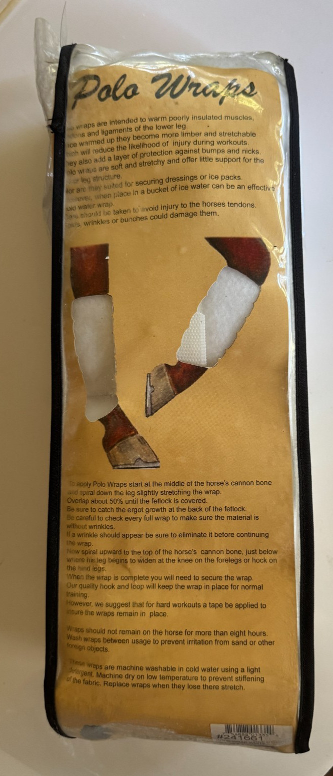 Polo Wraps White Set of 4 Horse Leg Wraps NEW - FREE SHIPPING